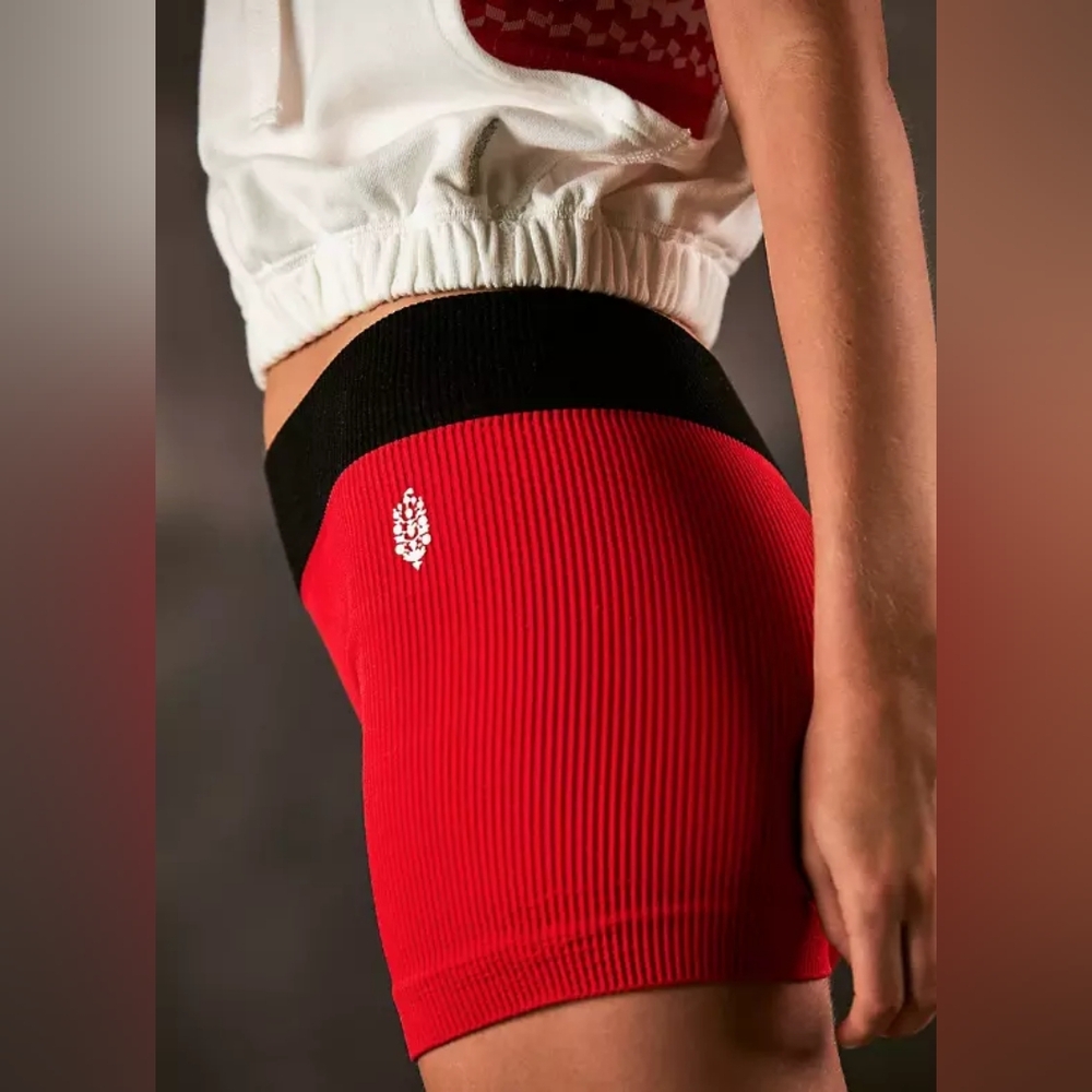 NWOT Free People FP Movement Happiness Runs Prajna Shorts In Red, Size XS/S
